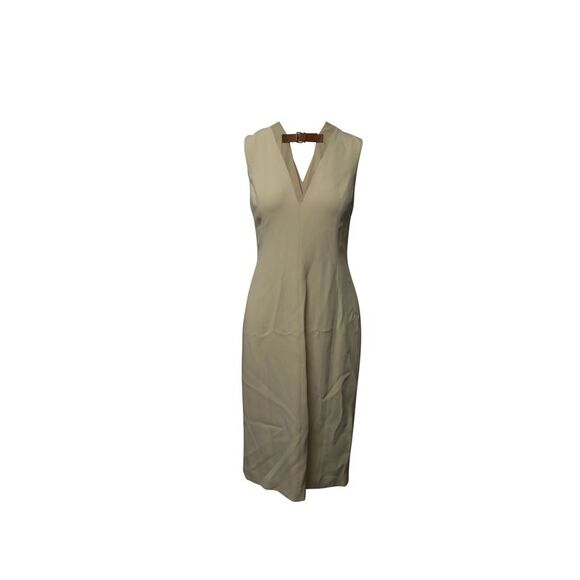 Alexander Wang Back Belt V-neck Sleeveless Midi Dress in Cream Viscose